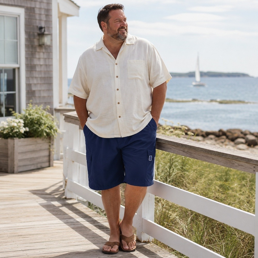 Saddlebred‎ Big & Tall Harbor Navy Pleated Shorts 52W Below Knee Cargo Casual